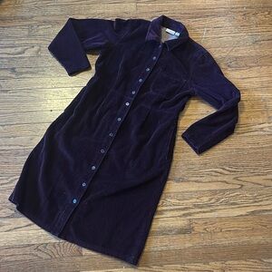 LL Bean corduroy dress in plum with pockets